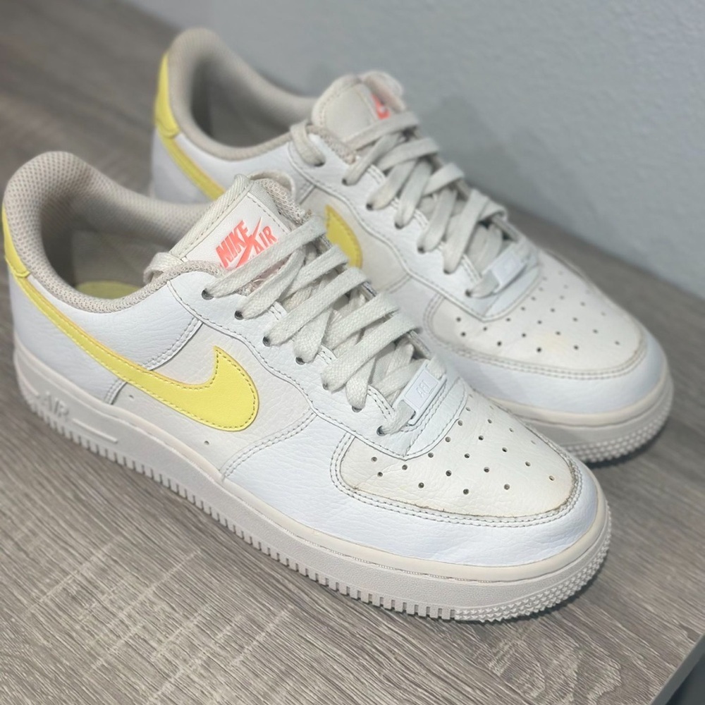 Nike Air Force 1 White and Yellow Shoes